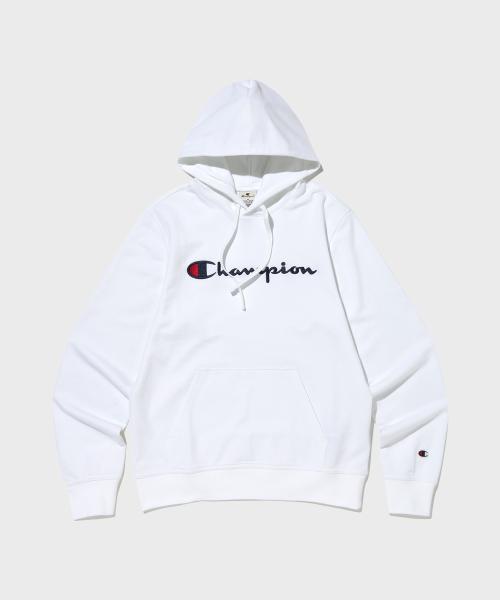 빅 스크립트 로고 후드 티셔츠 White