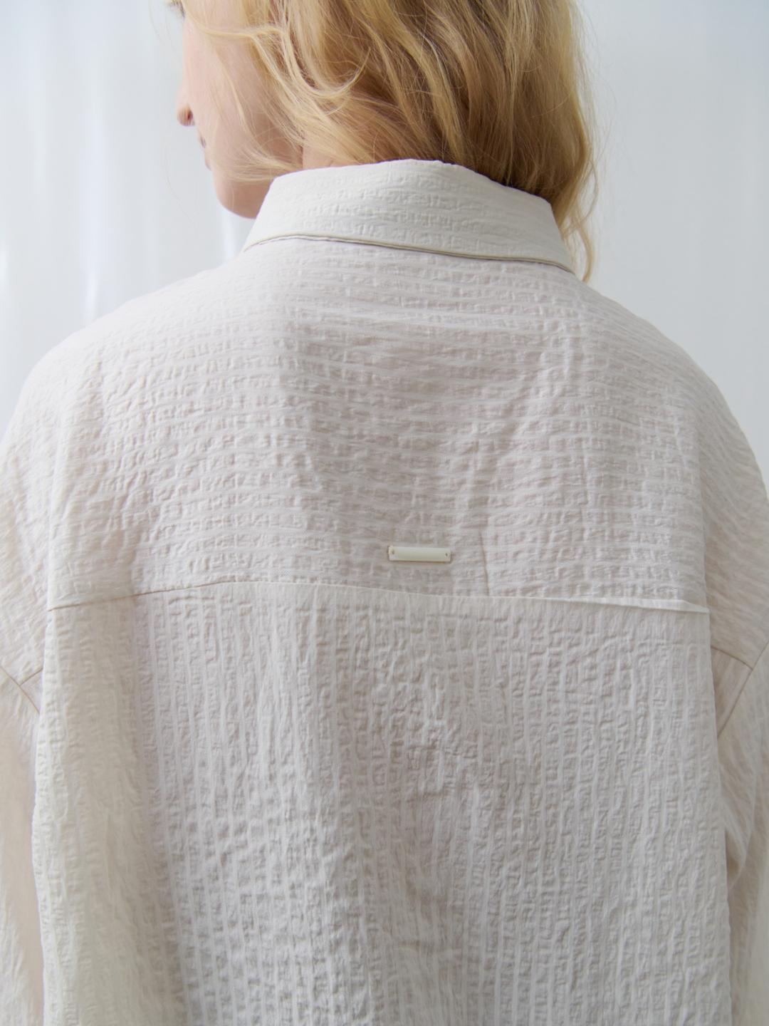 Organic Tencel Stripe Shirt (Cream ivory)