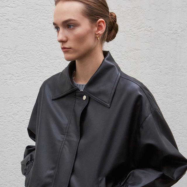 VEGAN LEATHER BLOUSON_BLACK