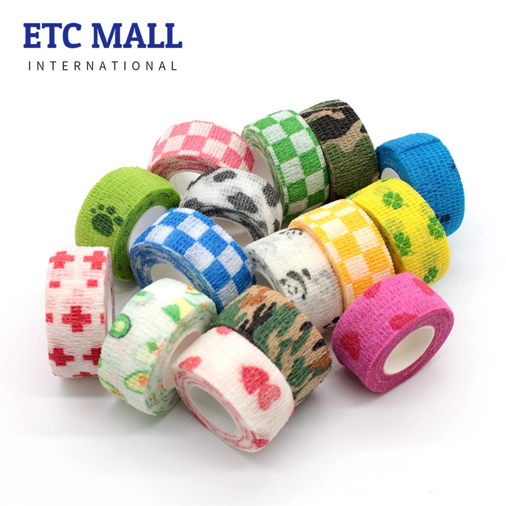 자가점착 스포츠 압박 붕대 테이프 코반 탄력 자가접착 밴드 패턴 반려동물 손가락 그립 서바이벌 2.5cm