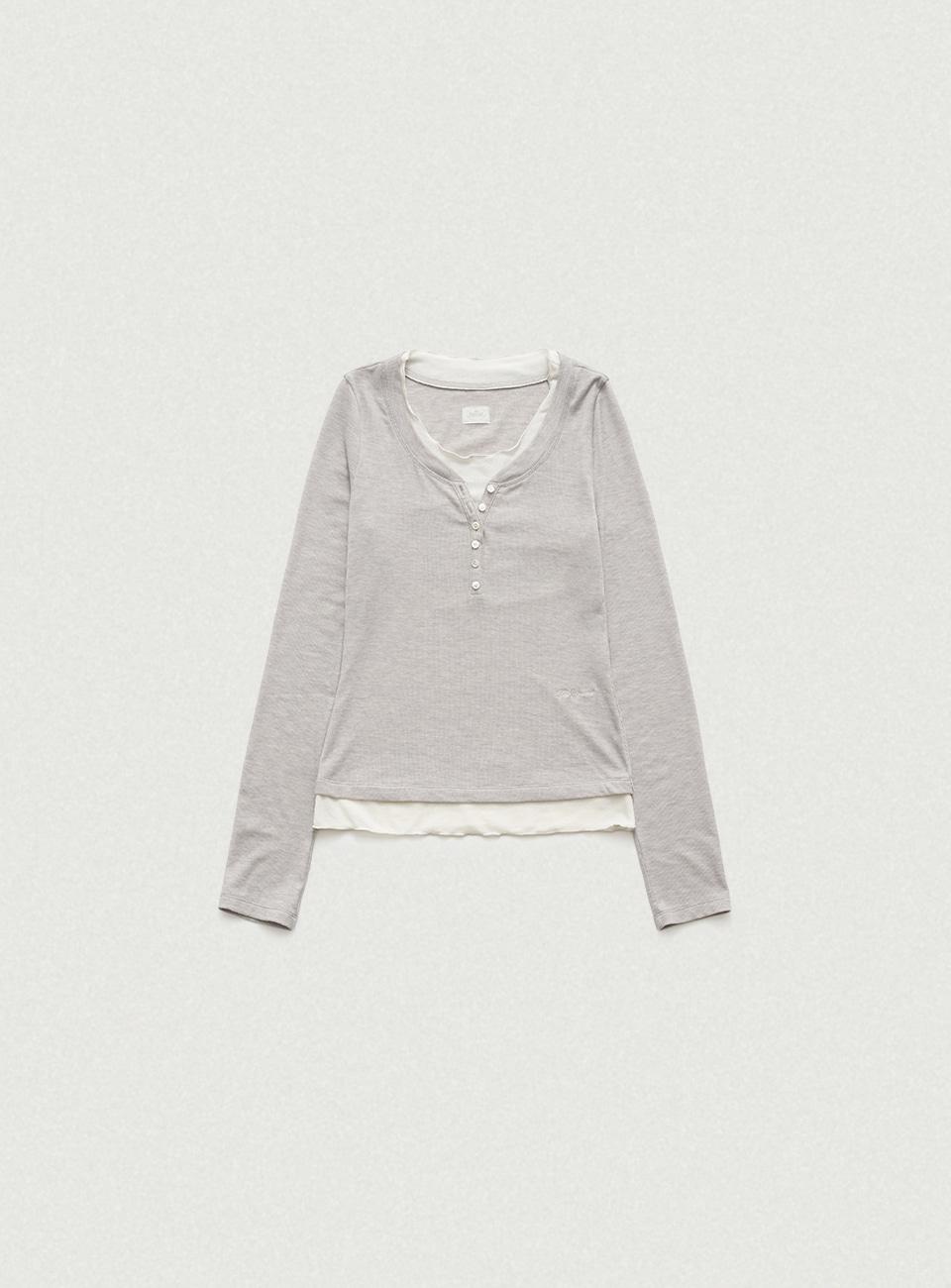 Aimee Slim Layered T-shirt_Light Grey [12월 중순 순차 배송]