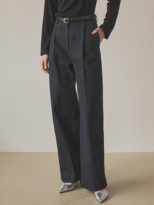 SIJN6060 논페이드 와이드 데님 슬랙스_Indigo