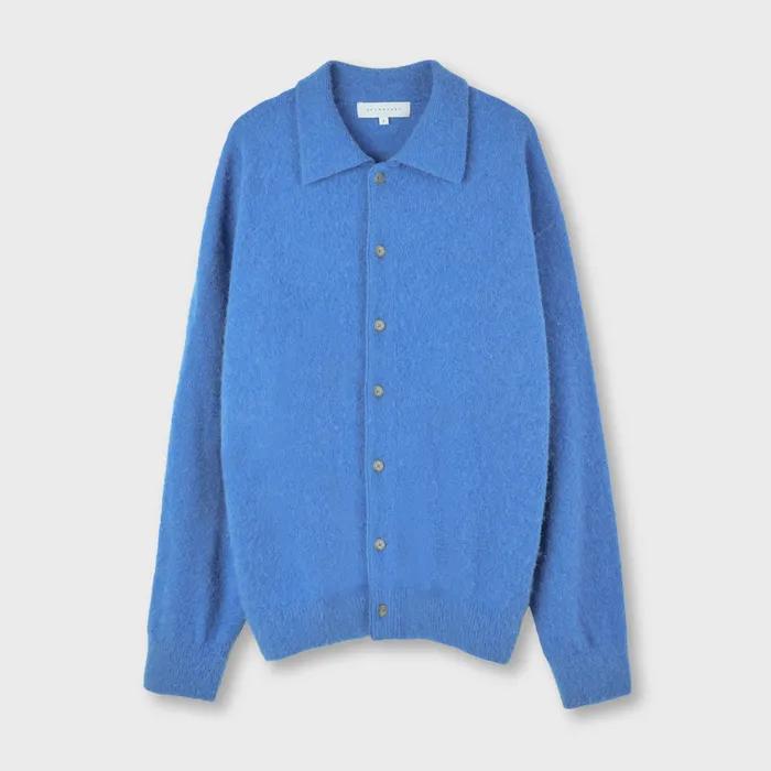 Alpaca Collar Cardigan, Blue