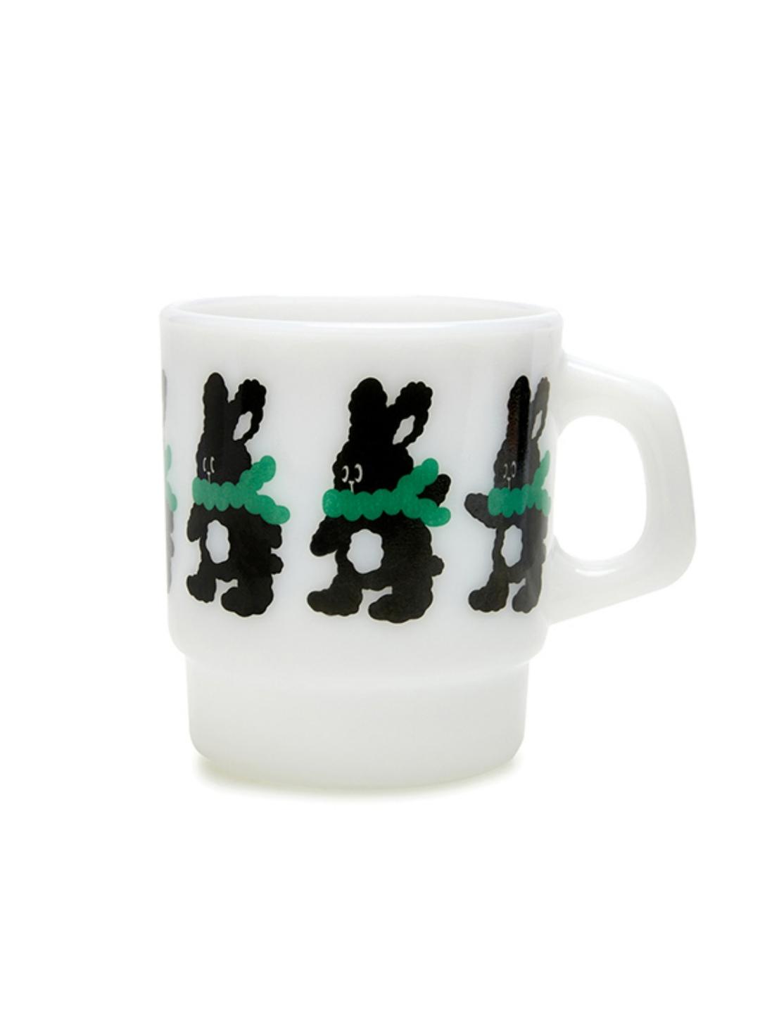 BLACK WITTY BUNNY MUG CUP [WHITE]