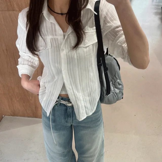 웨스턴 빈티지 줄지 포켓 셔츠 2 color
