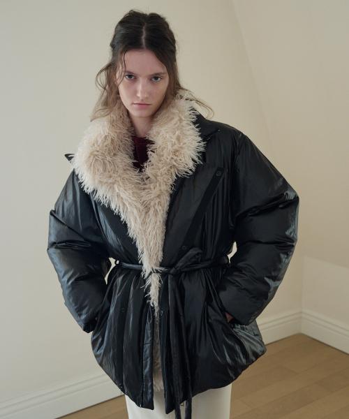 FUR HIGH NECK GOOSE DOWN JUMPER_BLACK