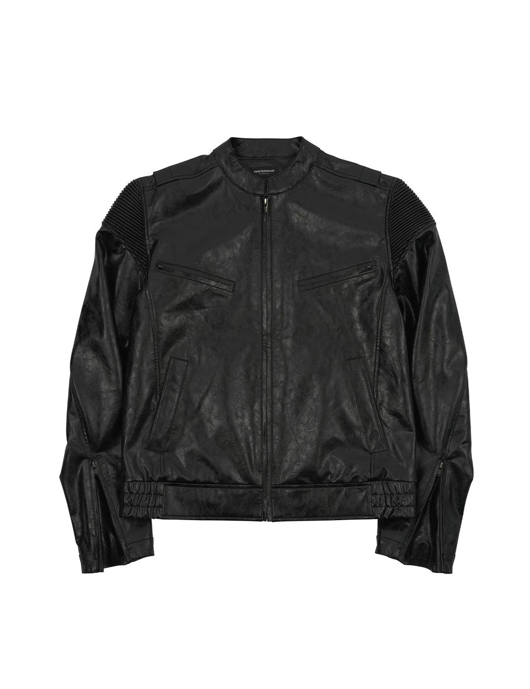 FAR FAUX CRACKED TEXTURE LEATHER JACKET