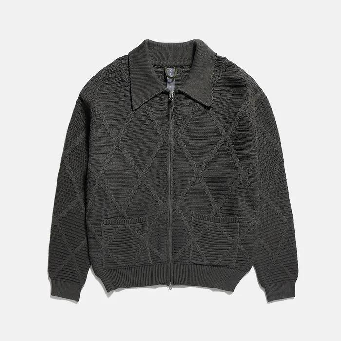 SHIRT ZIP-UP CARDIGAN / CHARCOAL