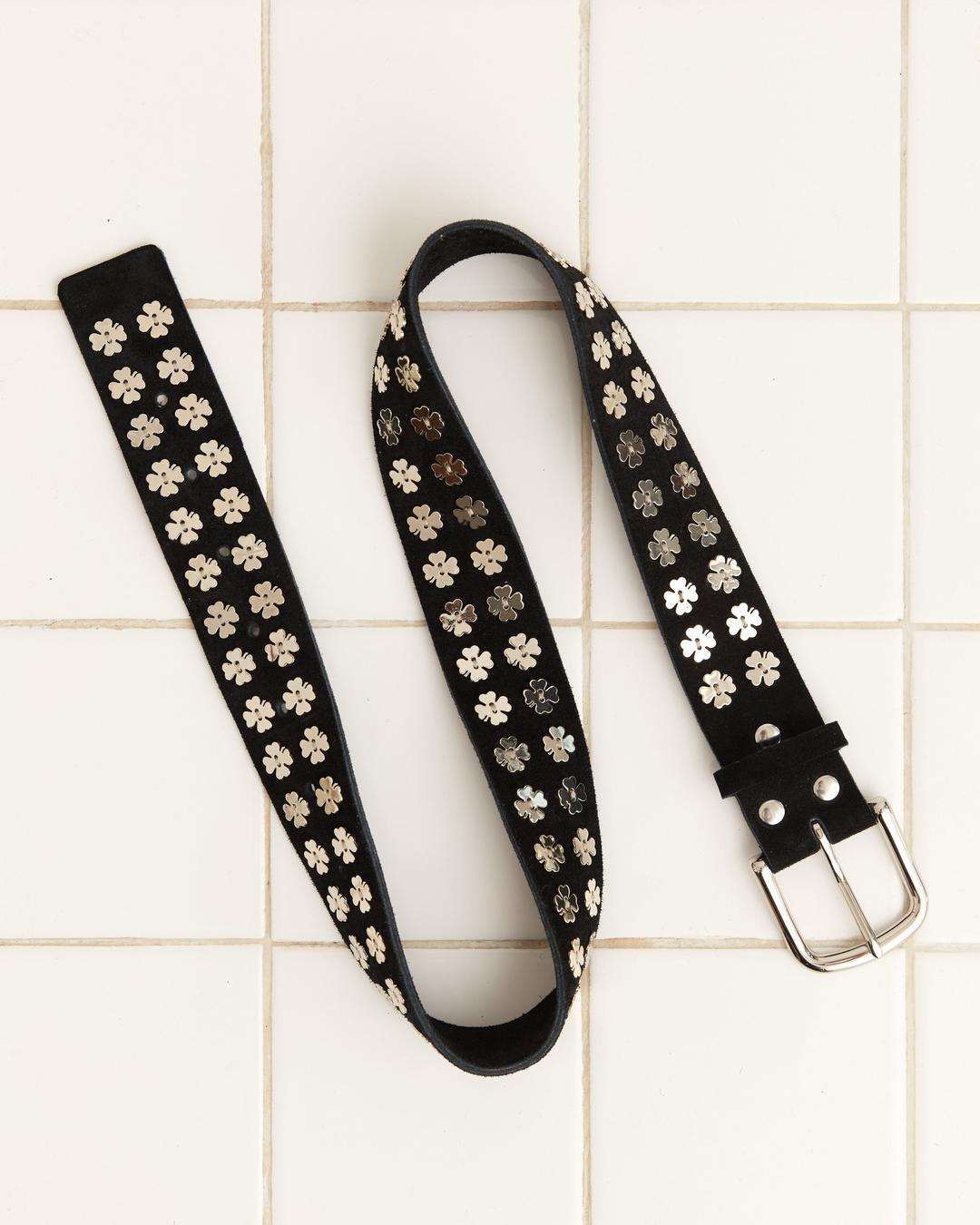 Clover Charm Belt - Black - S / Black