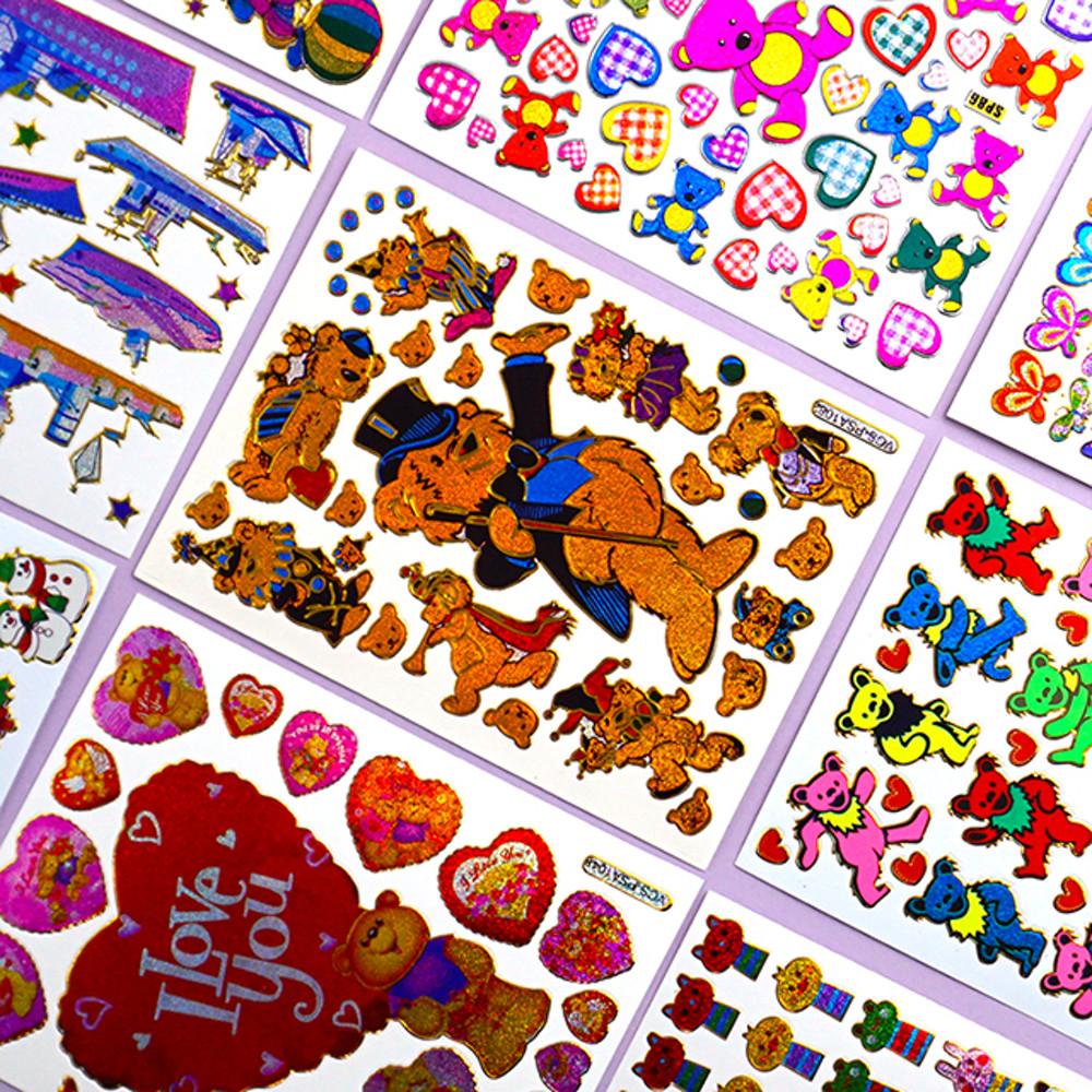 빈티지 홀로그램 스티커 동물 배 산타 (18종)