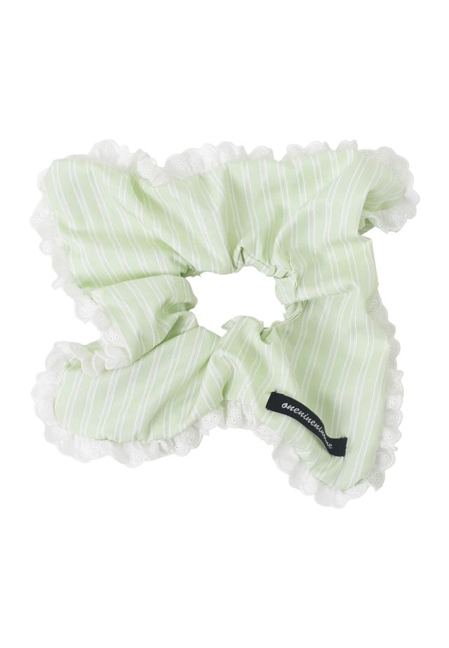 SQUARE LACE SCRUNCHIE_GREEN STRIPE