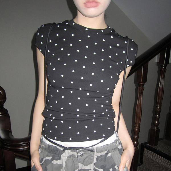 3MONTH round neck polka dot top