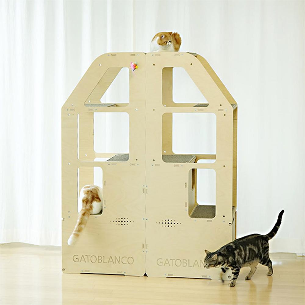 트윈타워 고양이 원목 캣타워 화장실 일체형 사막화 방지