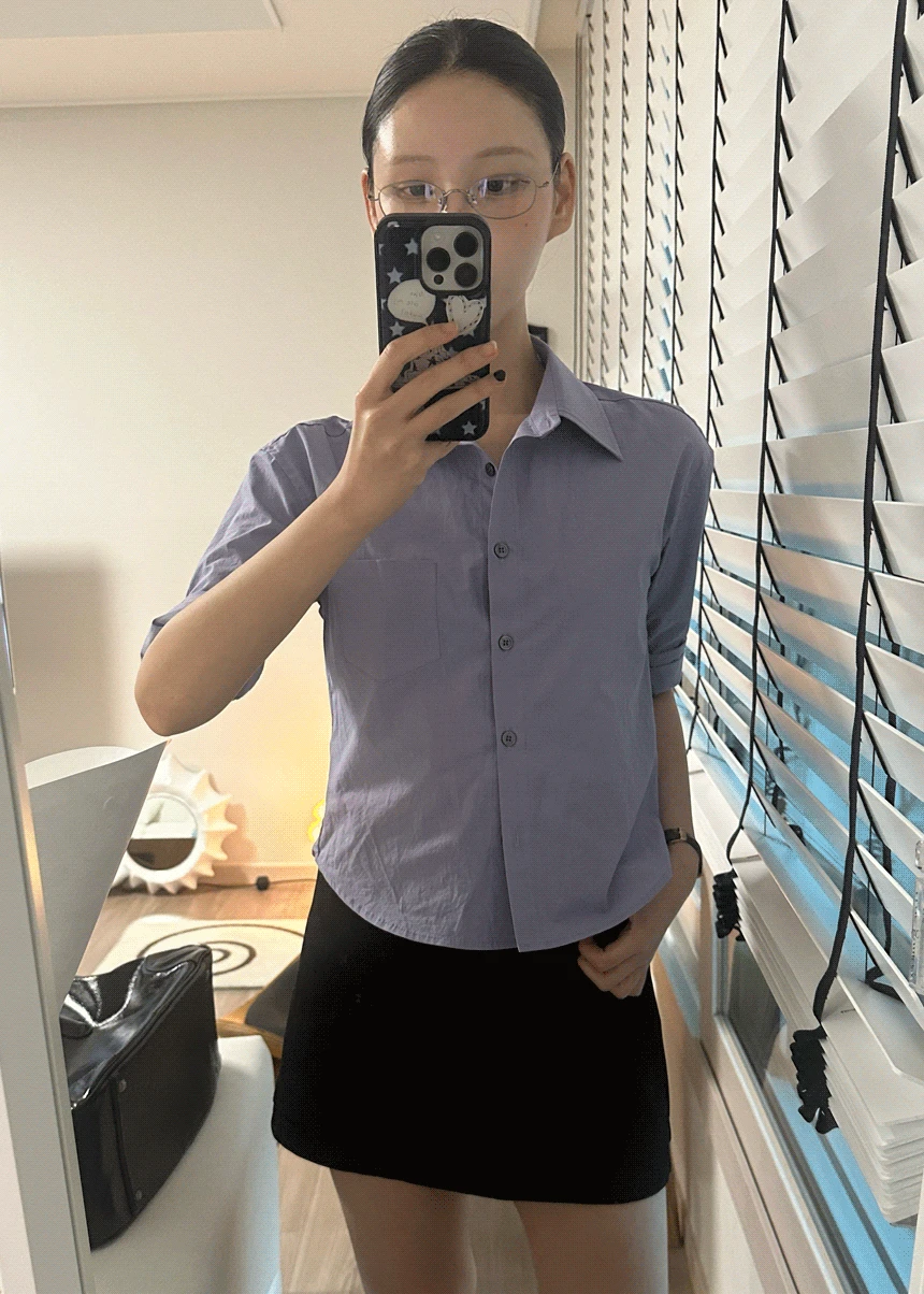 미우 7부 슬림 셔츠 (레이어드)