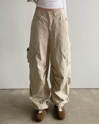 cargo pocket cotton pants (2color)