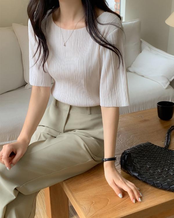 니오르 플리츠 반팔 티셔츠
