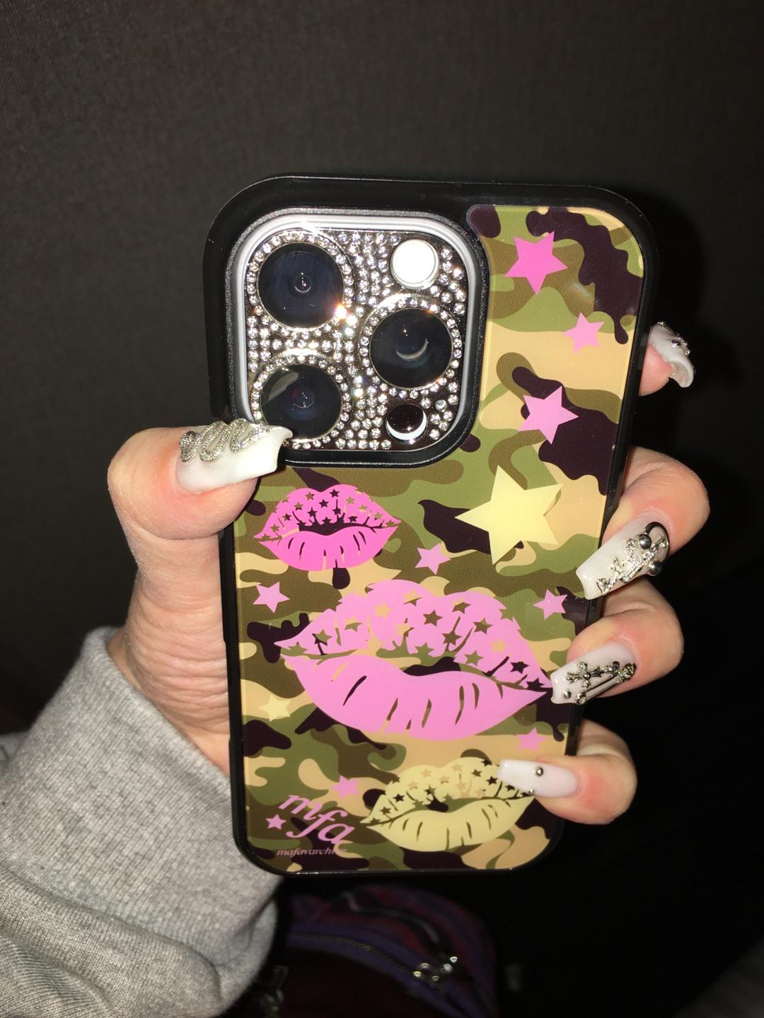 camo lips glass case