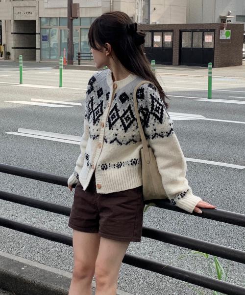 [드로우핏우먼 X 알로하] 폰드 노르딕 니트 가디건 [IVORY]