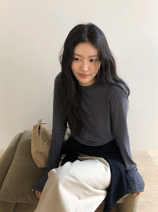 언더비 [주문폭주/레이어드] 더스티 스트라이프 티셔츠 (3 color)