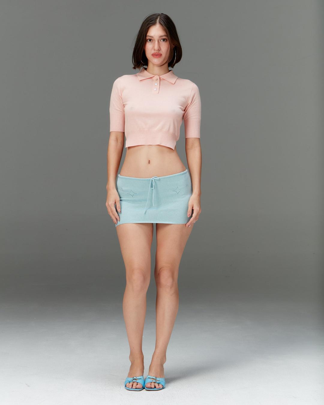 Knit Mini Skirt with Emoji Cut-Outs - Sora - SM