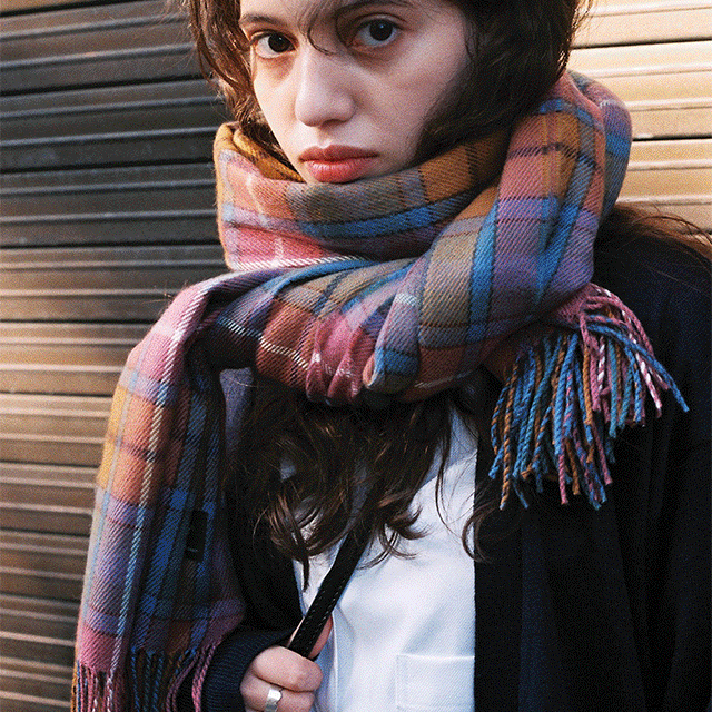 레인보우 체크 머플러