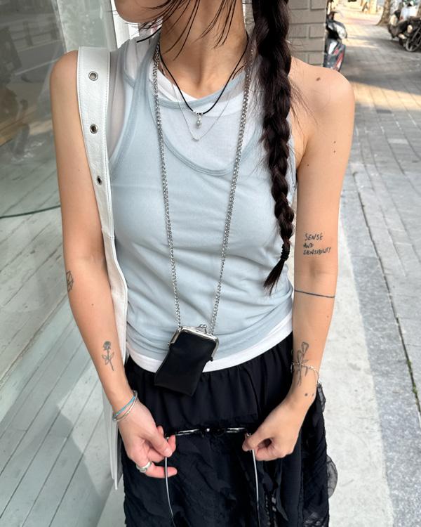 mesh halter sleeveless T (3colors)