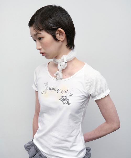 Lucky Puff Sleeve Top [White]