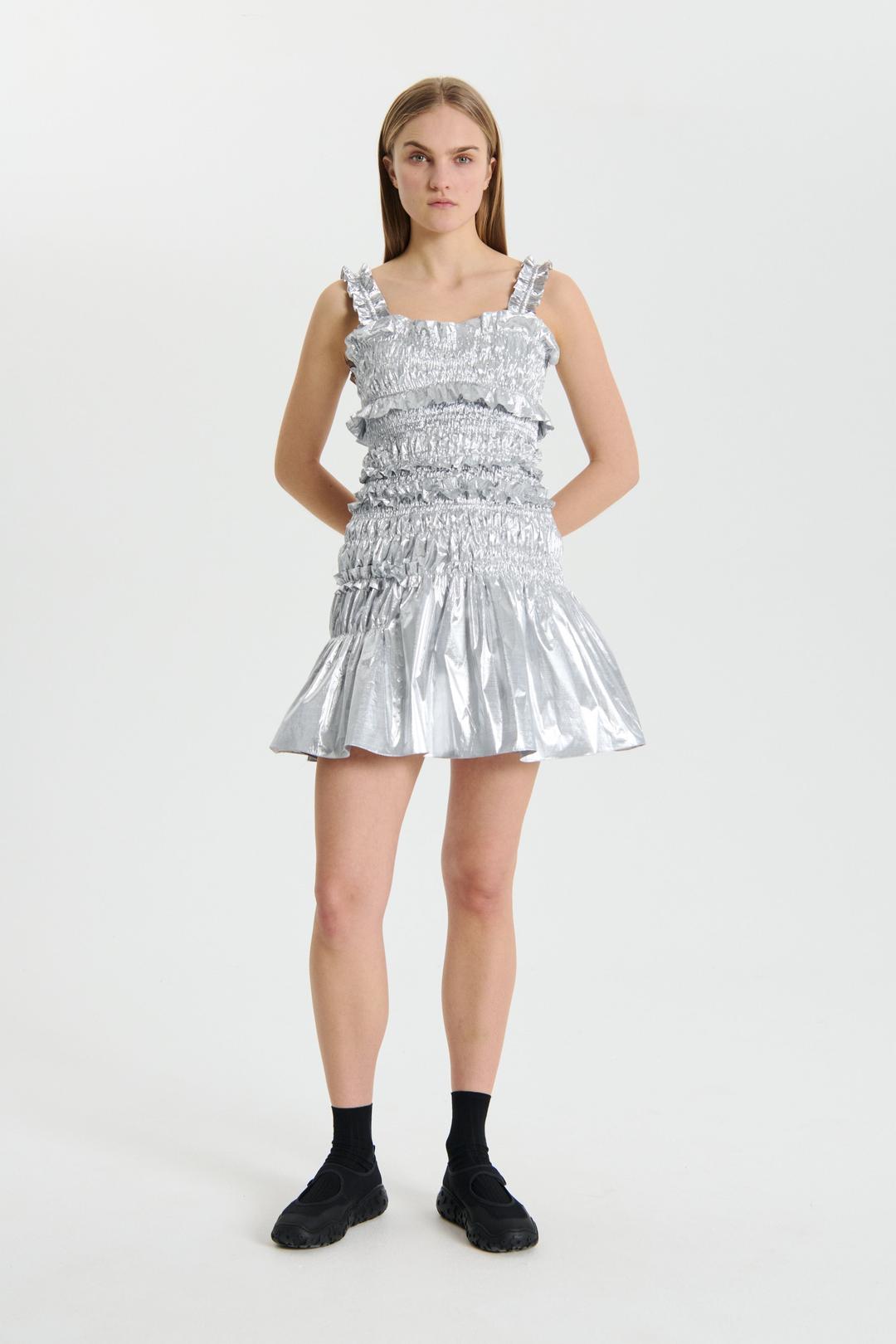 OONA | DRESS COSMOS TAFFETA SILVER - UK6