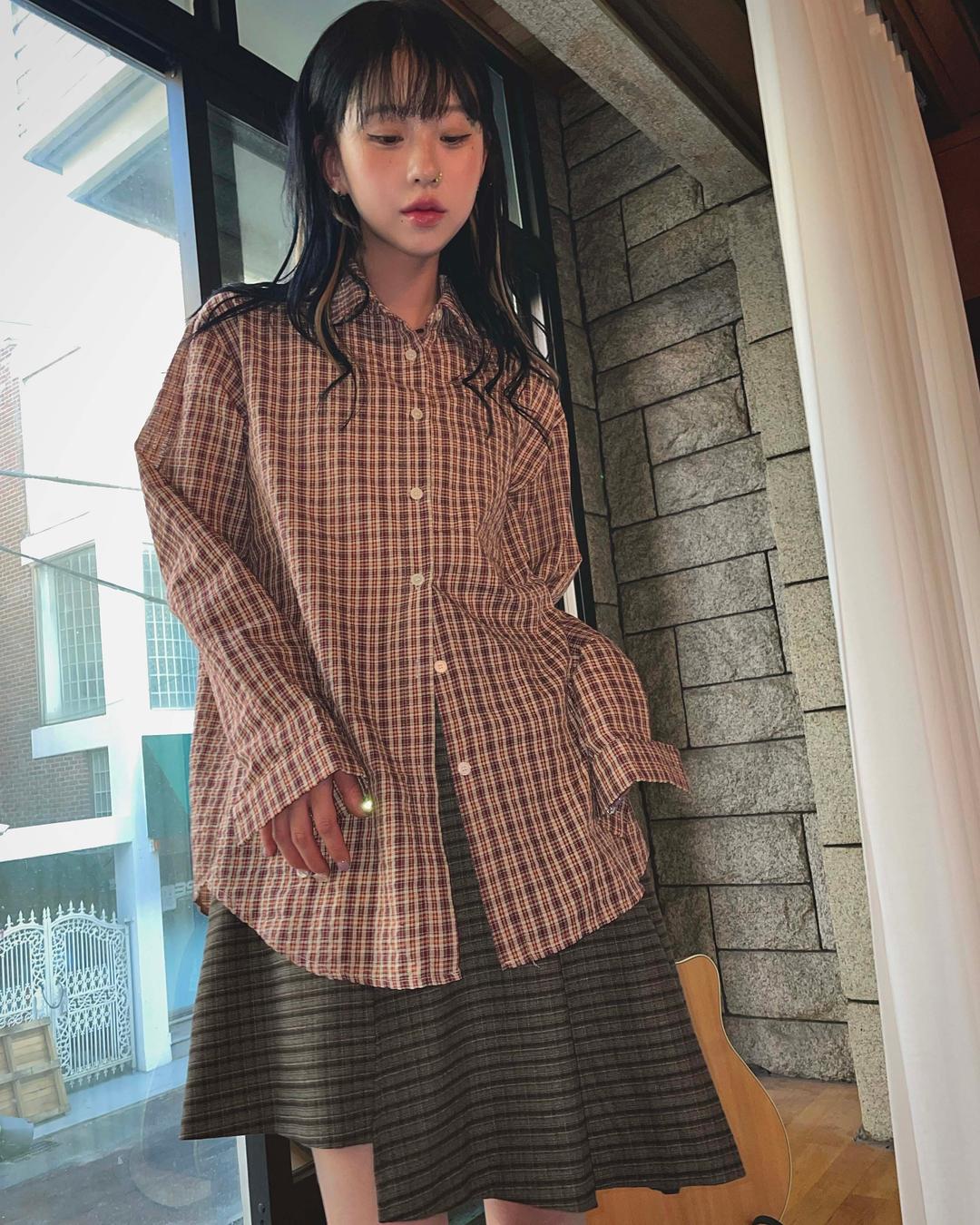 (3color) 길동이 체크 오버핏 긴팔 셔츠 남방 (간절기,가을..)