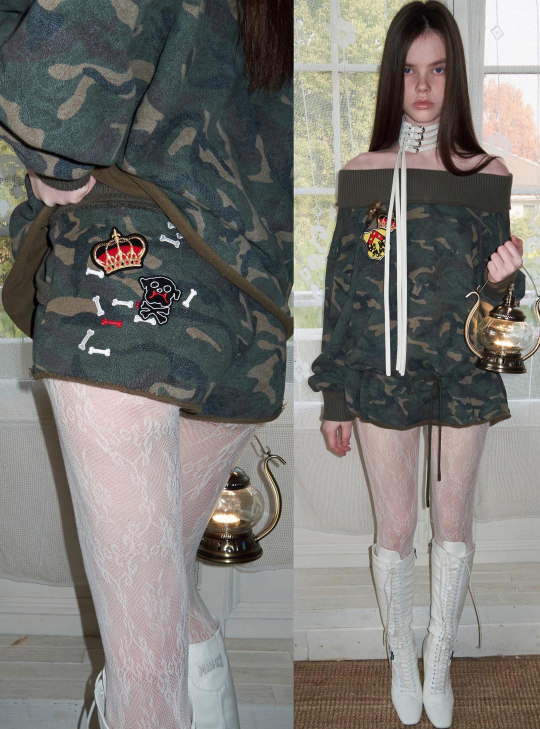 Camo Patch Cotton Sweat Shorts (4color)