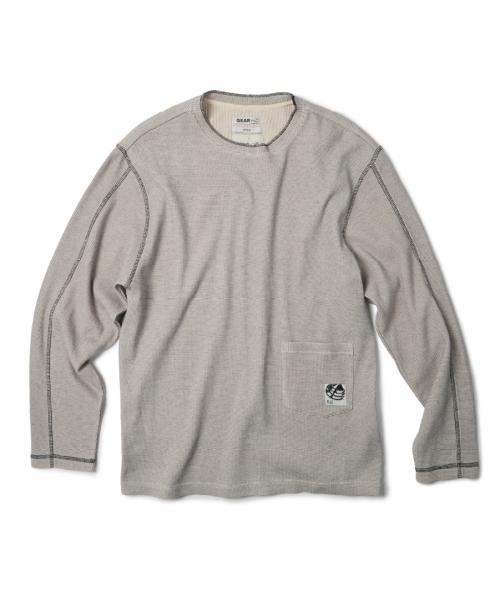 (GEAR) POCKET WAFFLE KNIT (WHITE/BLACK)