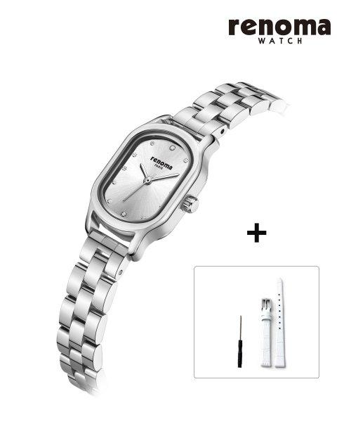 RE2303 여성용 메탈 밴드 시계 WH + 가죽 밴드 증정