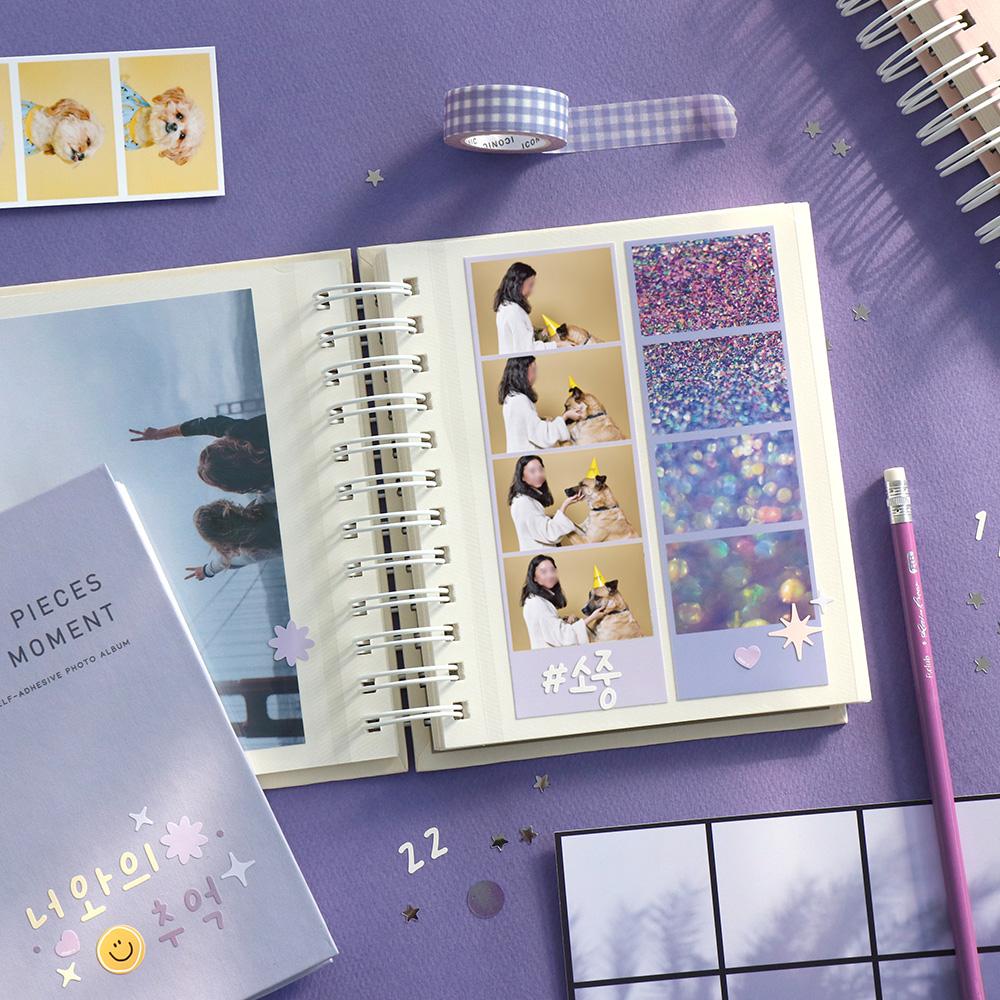 아이코닉디자인 [스티커증정] 레터링 네컷앨범 6colors (4x6 인생네컷 하루필름 사진첩 네컷사진 포토북 여행 커플 기념일 우정 선물 초음파 바인더)