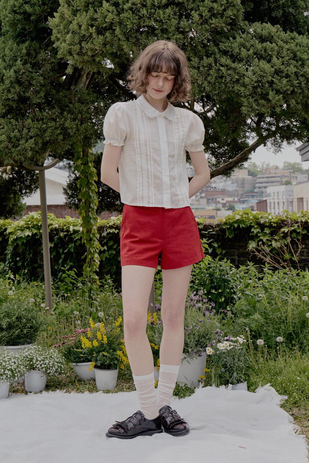 Classic linen shorts_red