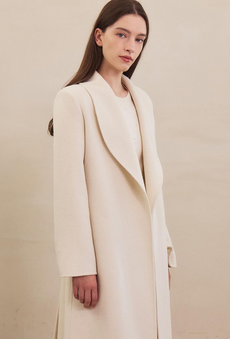 [WHITE LABEL] Carol Shawl Collar Handmade Coat (Ivory)