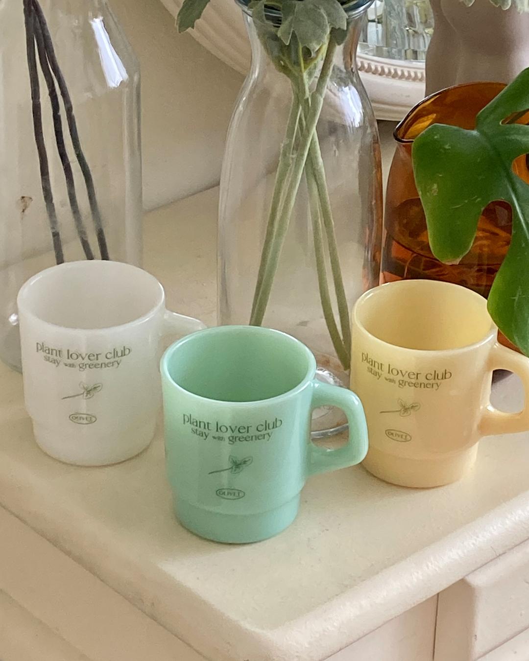 plant lover club milk glass