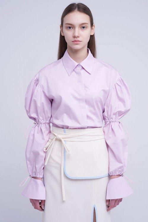 스트링 퍼프 소매 셔츠 라벤더