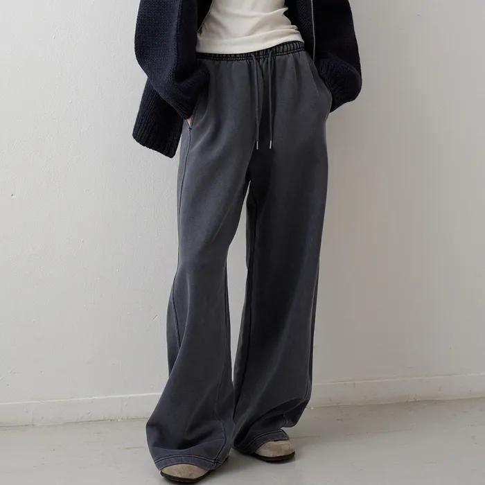 [일부옵션 3차 12/3예약배송] 와이드 피그먼트 스웻 팬츠_blue grey