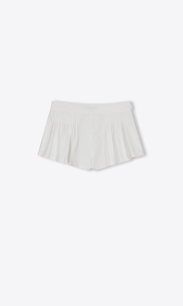 PLEATED GURKHA LOW WAIST SHORTS (WHITE)