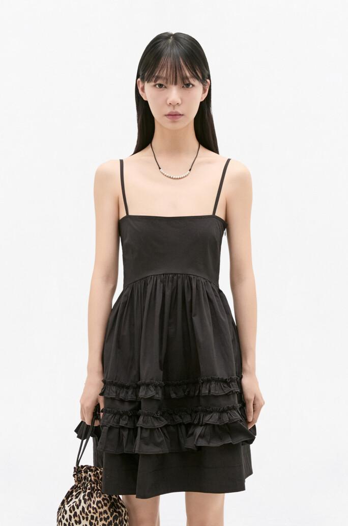 [TOM GREYHOUND] 스트레치 코튼 미니 스트랩 드레스