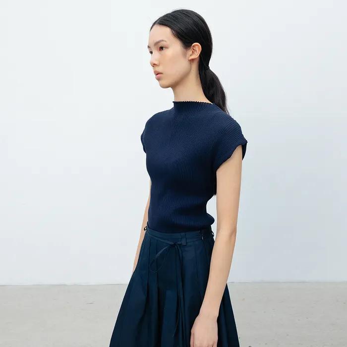 [4차 리오더] Mock-Neck Knit_Navy