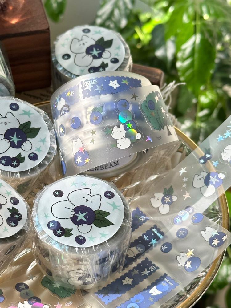 [2차재입고][mewmewbeam] Kiss-cut Roll sticker - 블루베리 냥빔