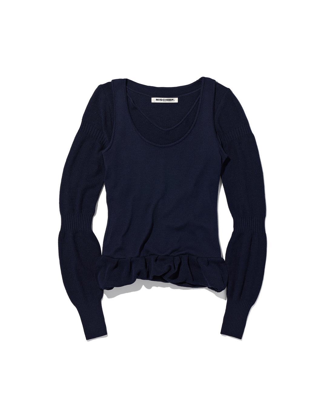 RIPPLE LAYERED KNIT TOP_DEEP NAVY