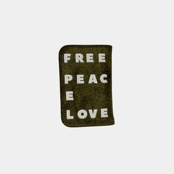 FREE PEACE LOVE 카드 지갑 - 카키