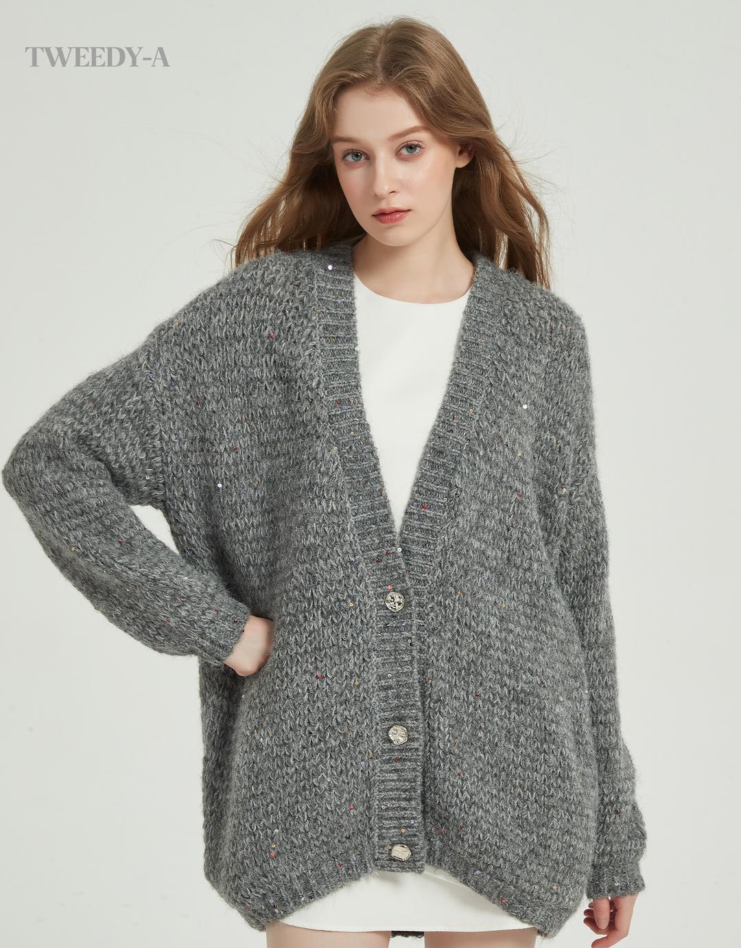 (RE-STOCK) 루시 트윙클 브이넥 오버핏 가디건