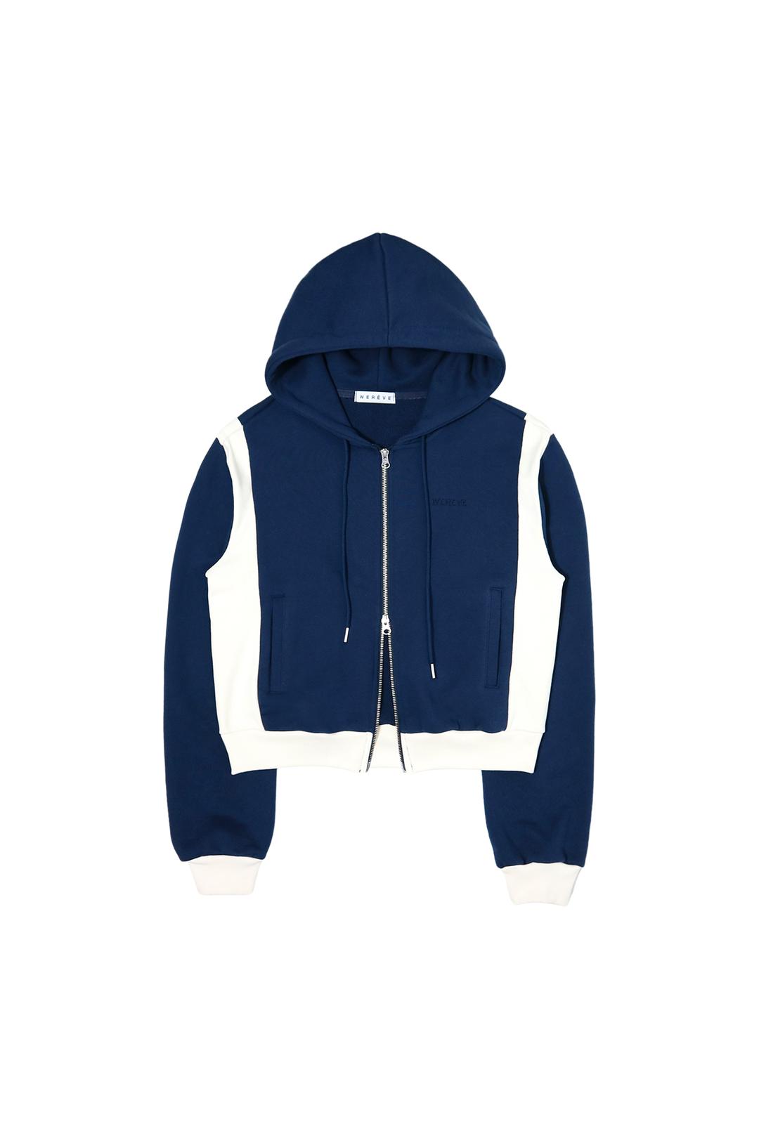 [재입고] 사이드립 집업 후디_navy/cream