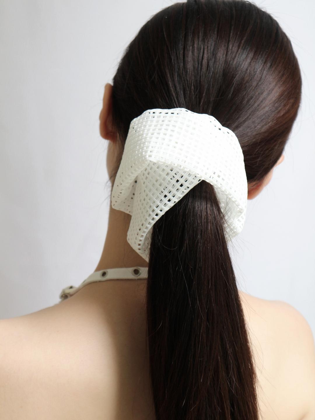 COTTON SQUARE PUNCHING BIG SIZE SCRUNCHIE (2COLOR)