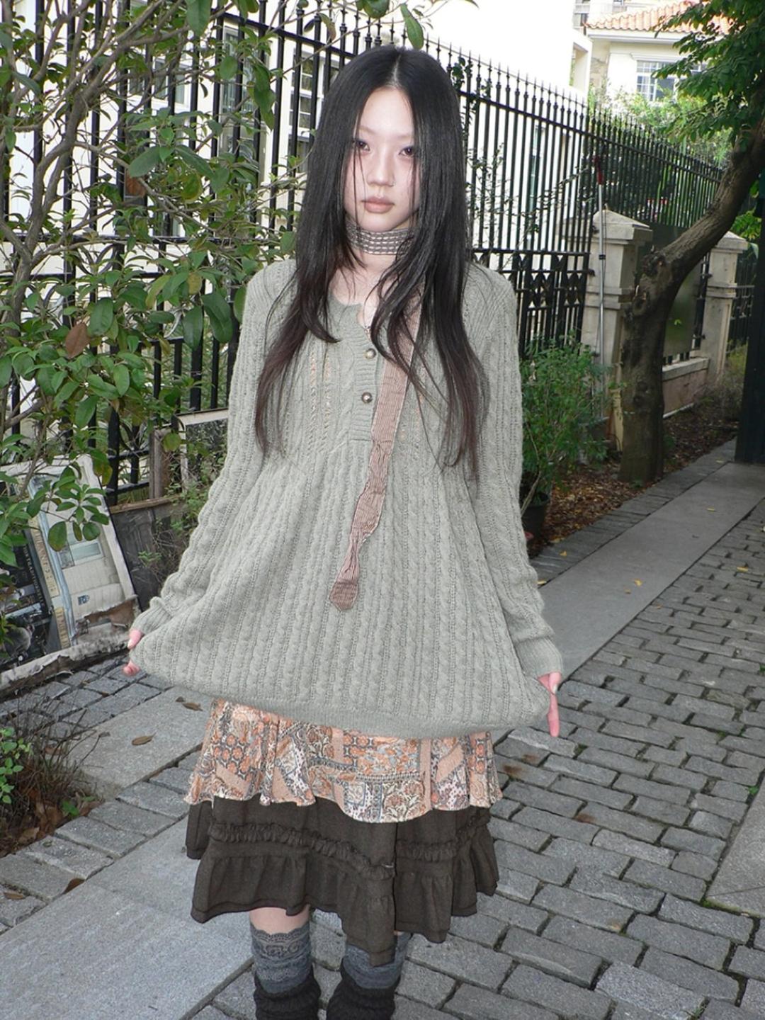 ang:project Loose Cable Knit Pullover