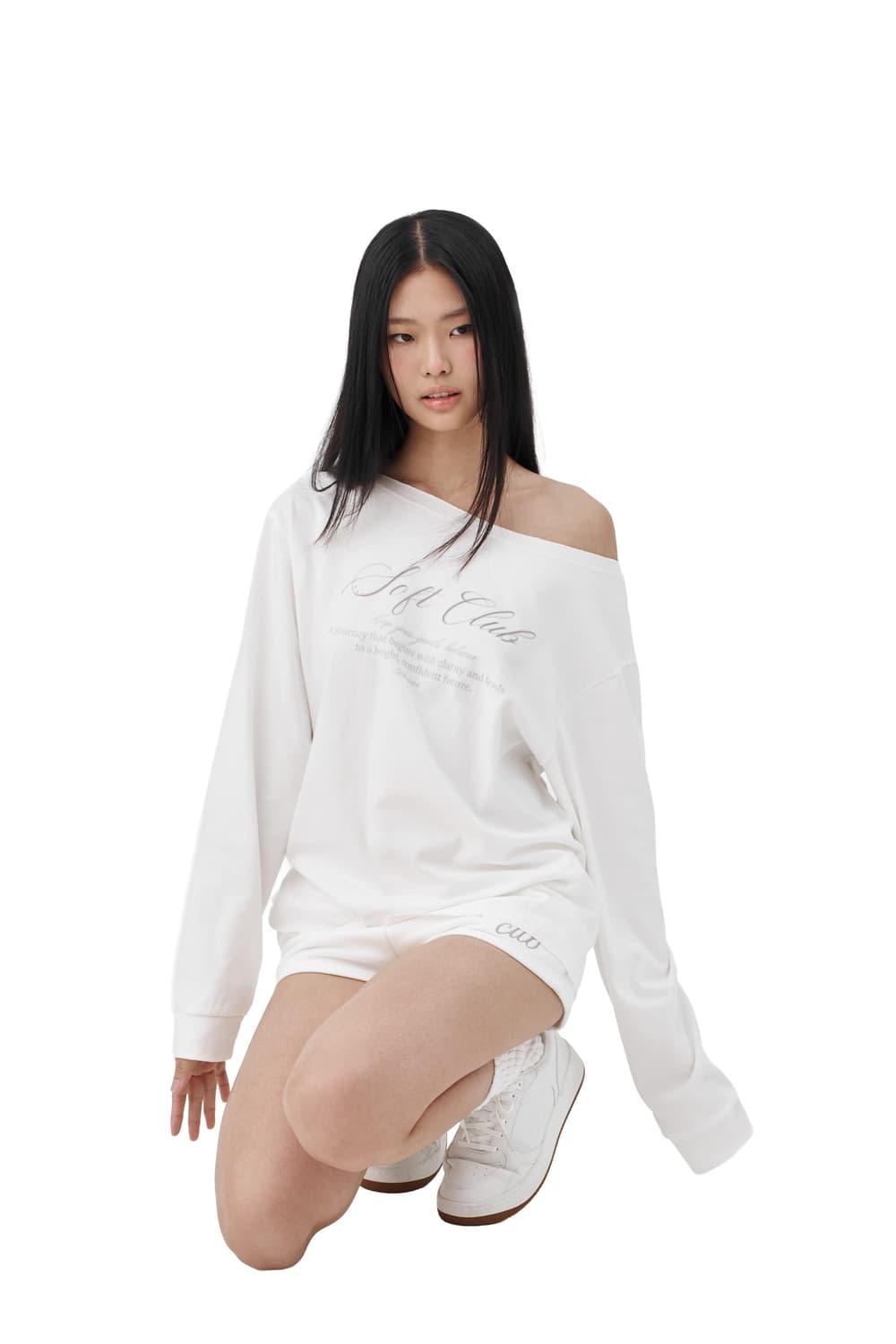 클리시어 원숄더 스웻셔츠 화이트 | 후루츠패밀리