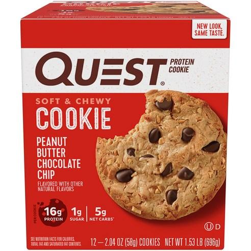 Quest Nutrition 프로틴 쿠키 12개입, 피넛 버터 초콜릿 ..., 696g, 1개 - 과자쿠키 | 쿠팡
